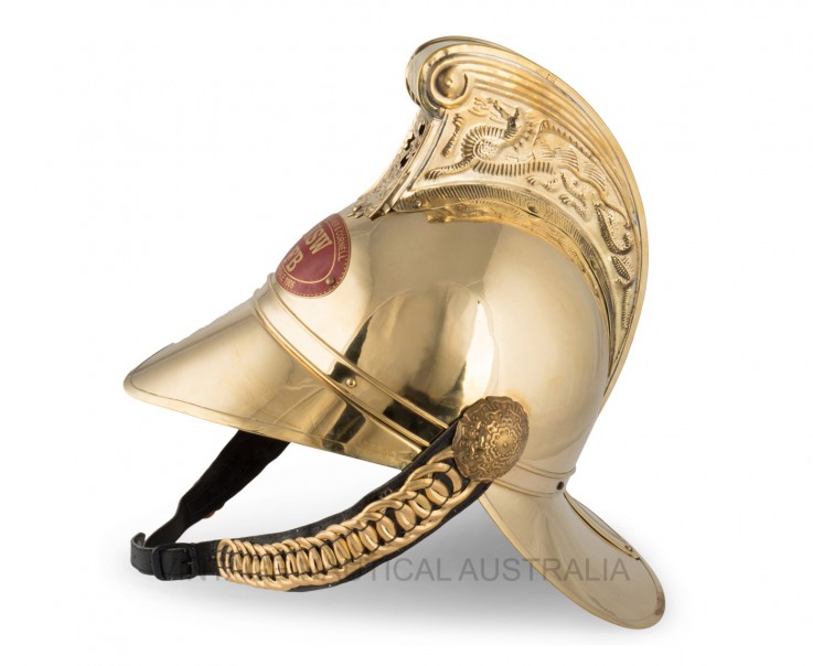 Fireman Helmet – NSW (Red Badge) Brass F