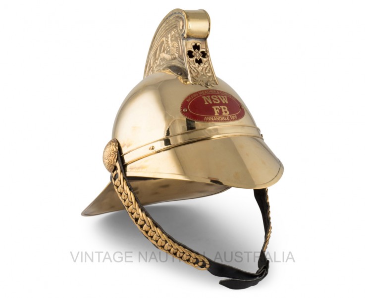 Fireman Helmet – NSW (Red Badge) Brass F