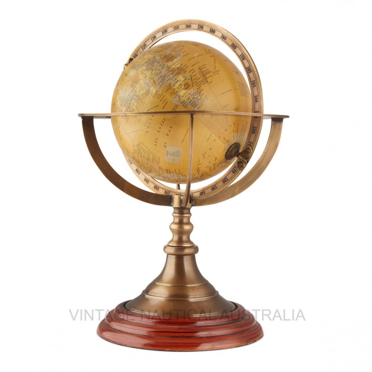 World Globe – Brass Ringed with Brass an