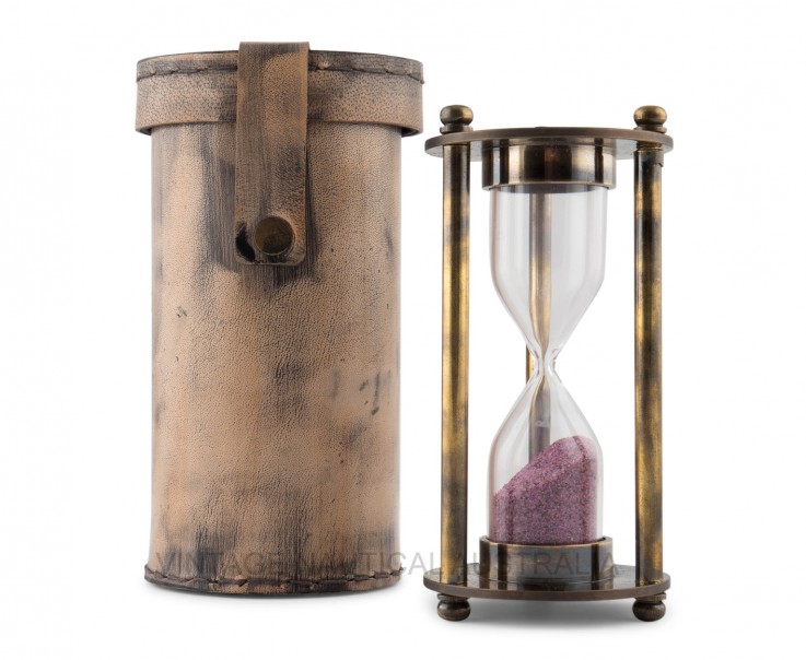 Hour Glass – Leather Case Brass Antique 