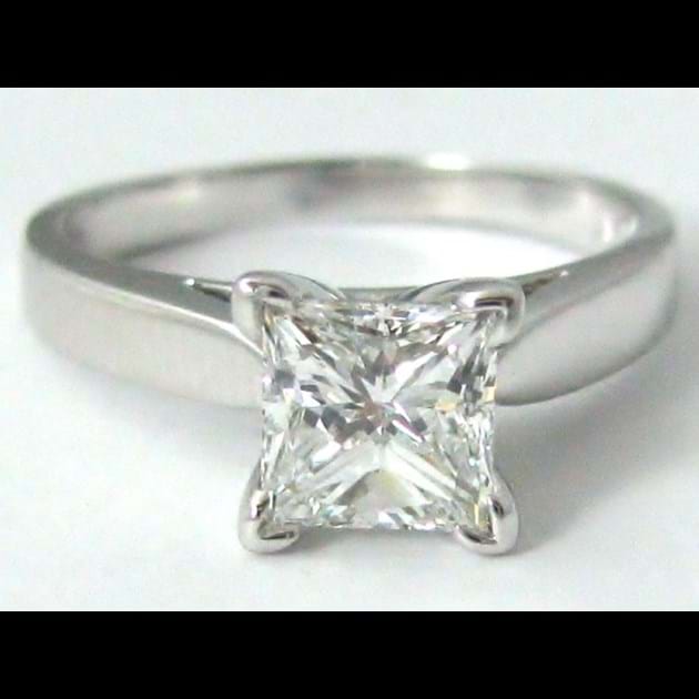 14K White Gold Solitaire Cathedral Engag