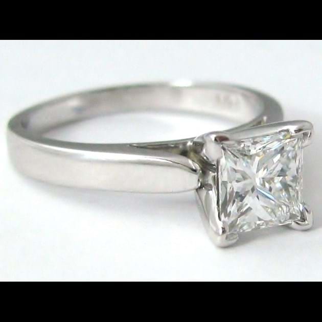 14K White Gold Solitaire Cathedral Engag