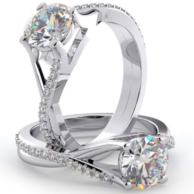 14K White Gold Diamond Twist Engagement 