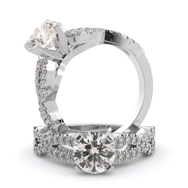 14K White Gold Unique Engagement Ring