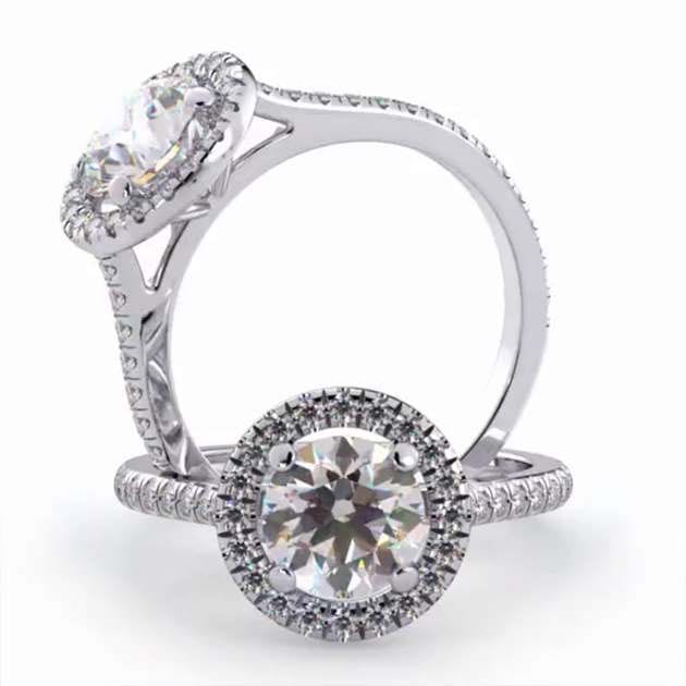 14K White Gold Perfect Halo Engagement R
