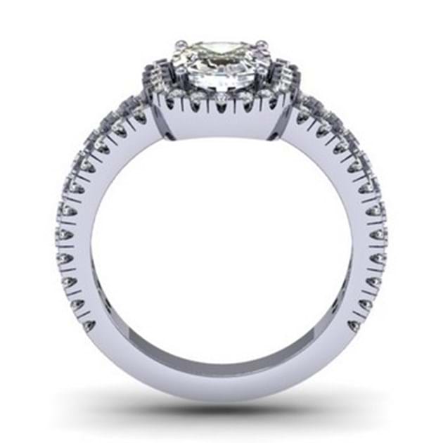 14K White Gold Twin Band Engagement Ring