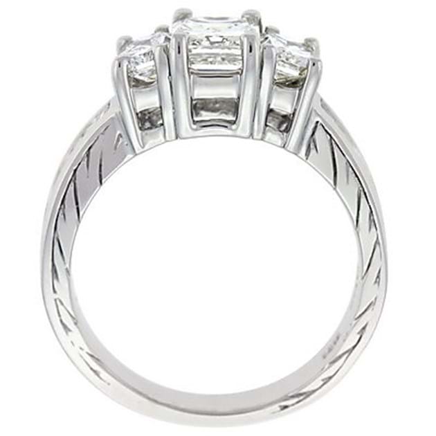 14K White Gold Three Stone Diamond Ring 
