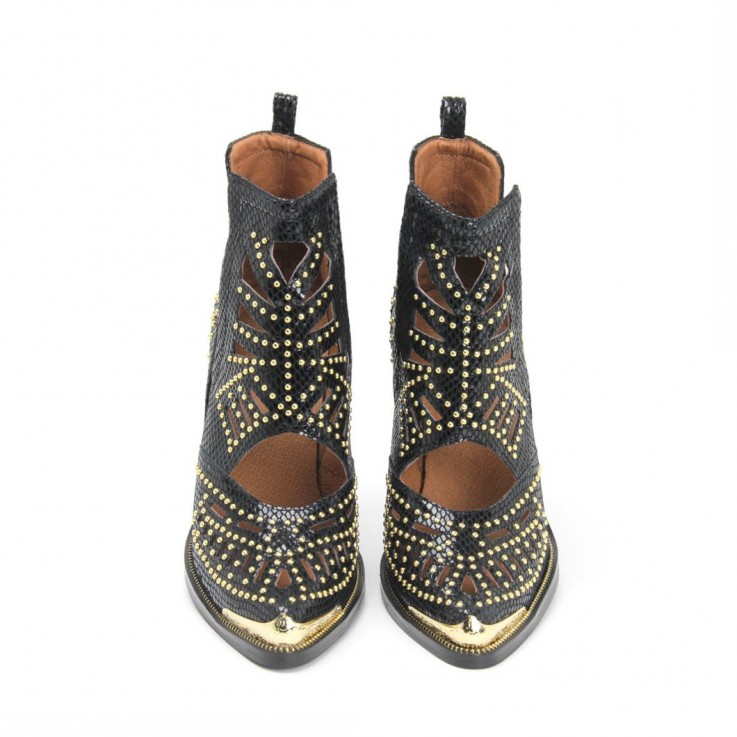 MACEO CUT-OUT STUD BOOT BLACK SNAKE