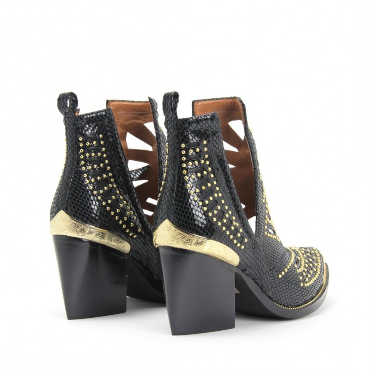 MACEO CUT-OUT STUD BOOT BLACK SNAKE