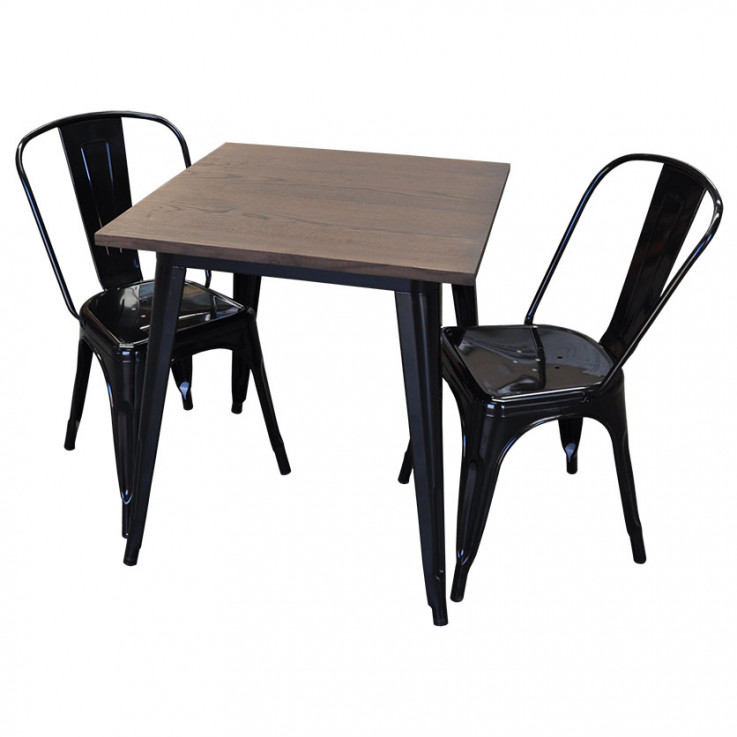 Replica Tolix Cafe Table Wood Top – Medi