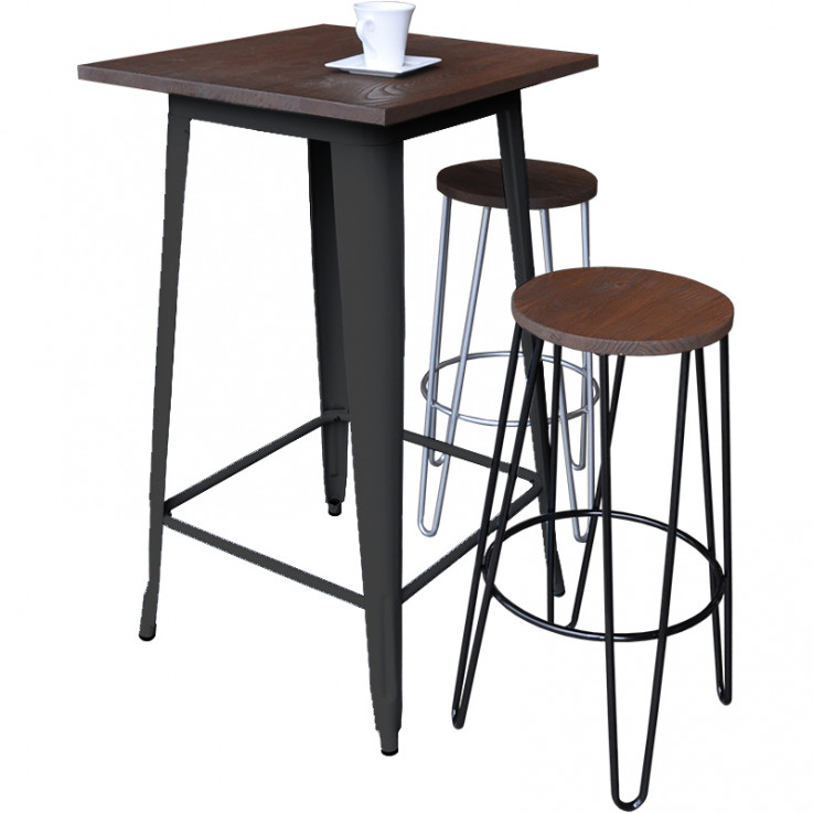 Replica Tolix Bar Table Wooden Top – Lar