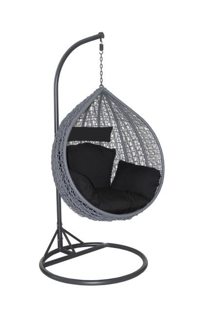 OUTDOOR HANGING EGG CHAIR BLACK CUSHION