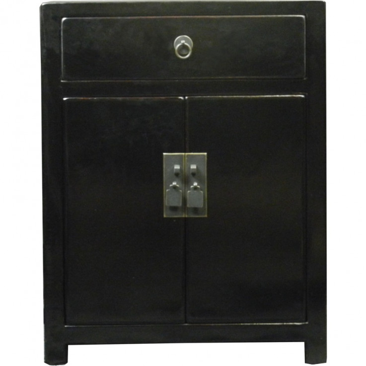 Black Lacquer Bedside Table