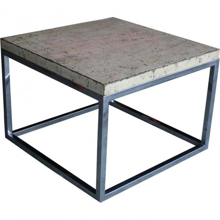Side Table with Framed Stainless Steel L