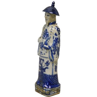 Blue and White Qing Emperor Kangxi Statu